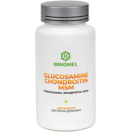 Глюкозамин, Хондроитин, МСМ. Glucosamine, Chondroitin, MSM Brionel, 100 кап