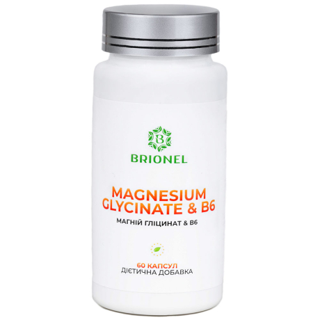 Магний глицинат & B6, Magnesium Glycinate & B6, Brionel, 60 кап